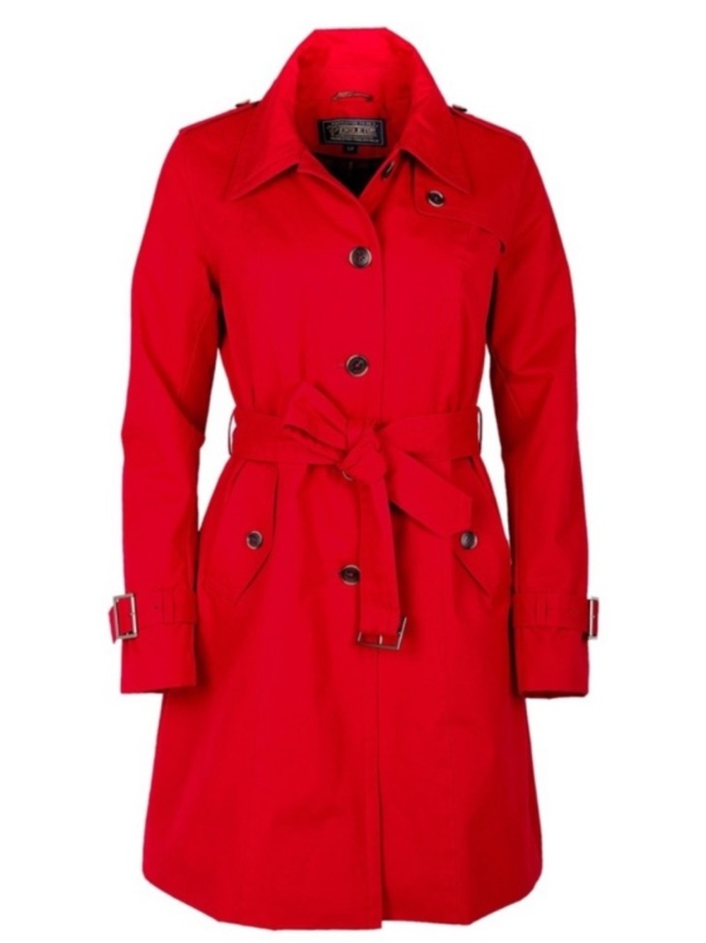 Pendleton Cotton Blend Classic Trench w/ Plaid Lining, Holiday Red, P2P 24 in.